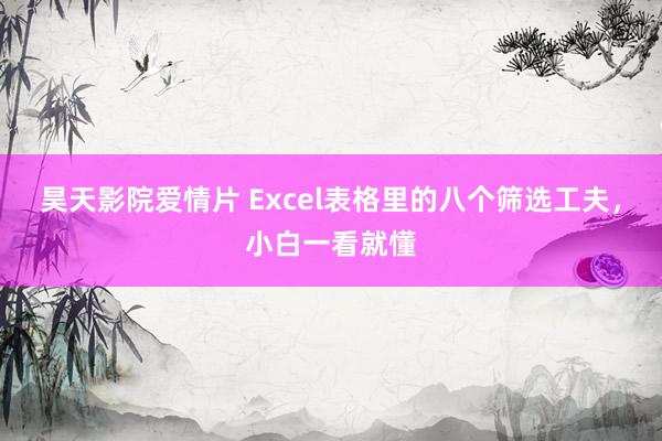 昊天影院爱情片 Excel表格里的八个筛选工夫，小白一看就懂