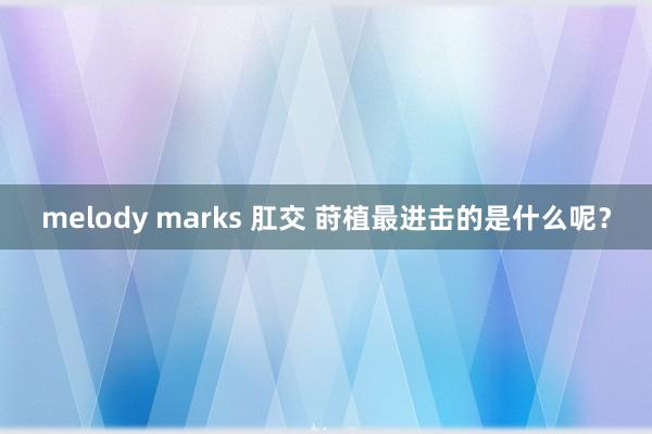 melody marks 肛交 莳植最进击的是什么呢？
