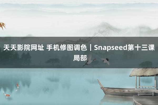 天天影院网址 手机修图调色｜Snapseed第十三课 局部